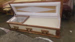 White & Tan Full Lid Casket